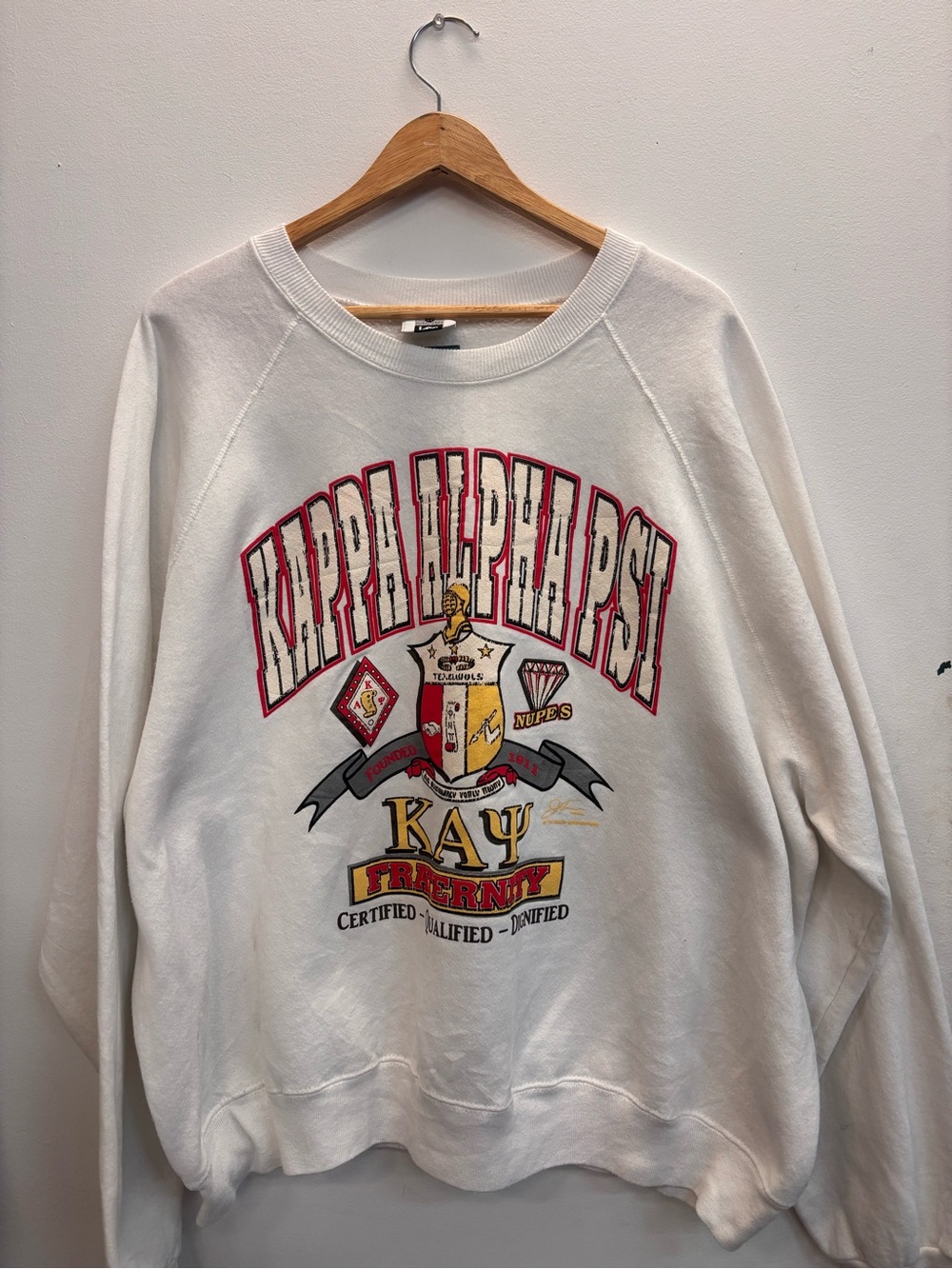 Vintage 80s Kappa Alpha Psi White Kay Fraternity Graphic Crewneck Sweatshirt Lee